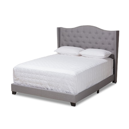 Baxton Studio Alesha Modern Grey Upholstered King Size Bed 149-8974